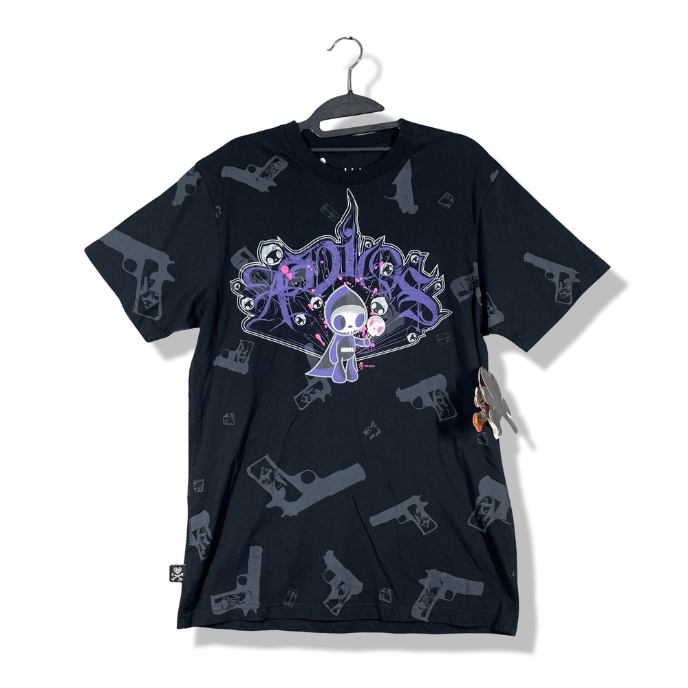 Tokidoki Adios Graphic T-Shirt Mens Medium Black Streetwear Kawaii Emo Goth